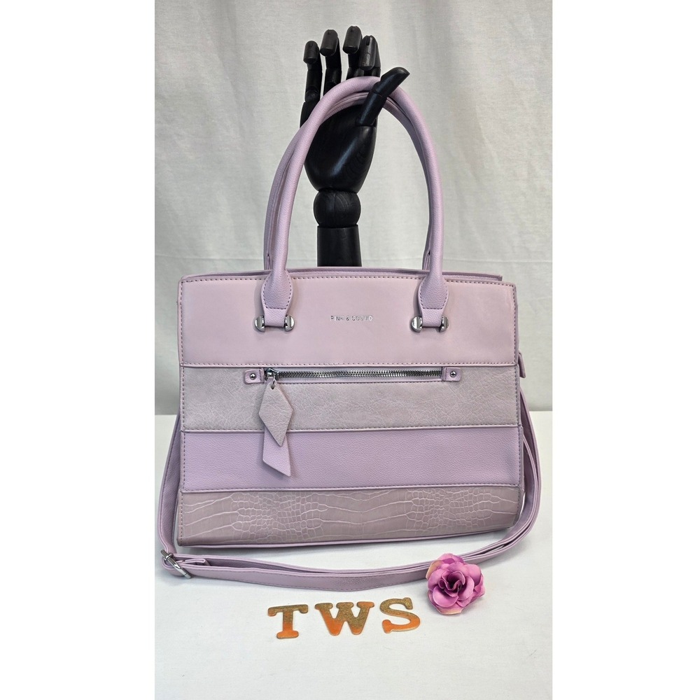 Pink & Cosmo Lavender Purple Paneled Satchel Handbag Crossbody Bag - Picture 3 of 16